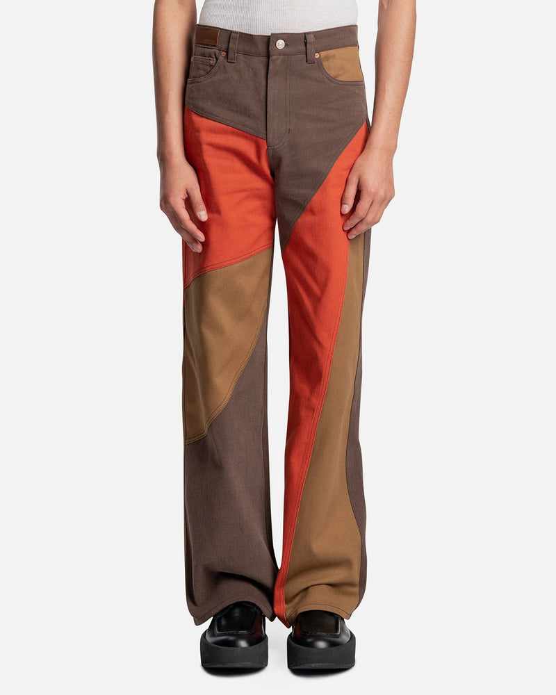 Andersson Bell Men's Pants Akko Twill Cotton Curved Pants in Brown/Beige