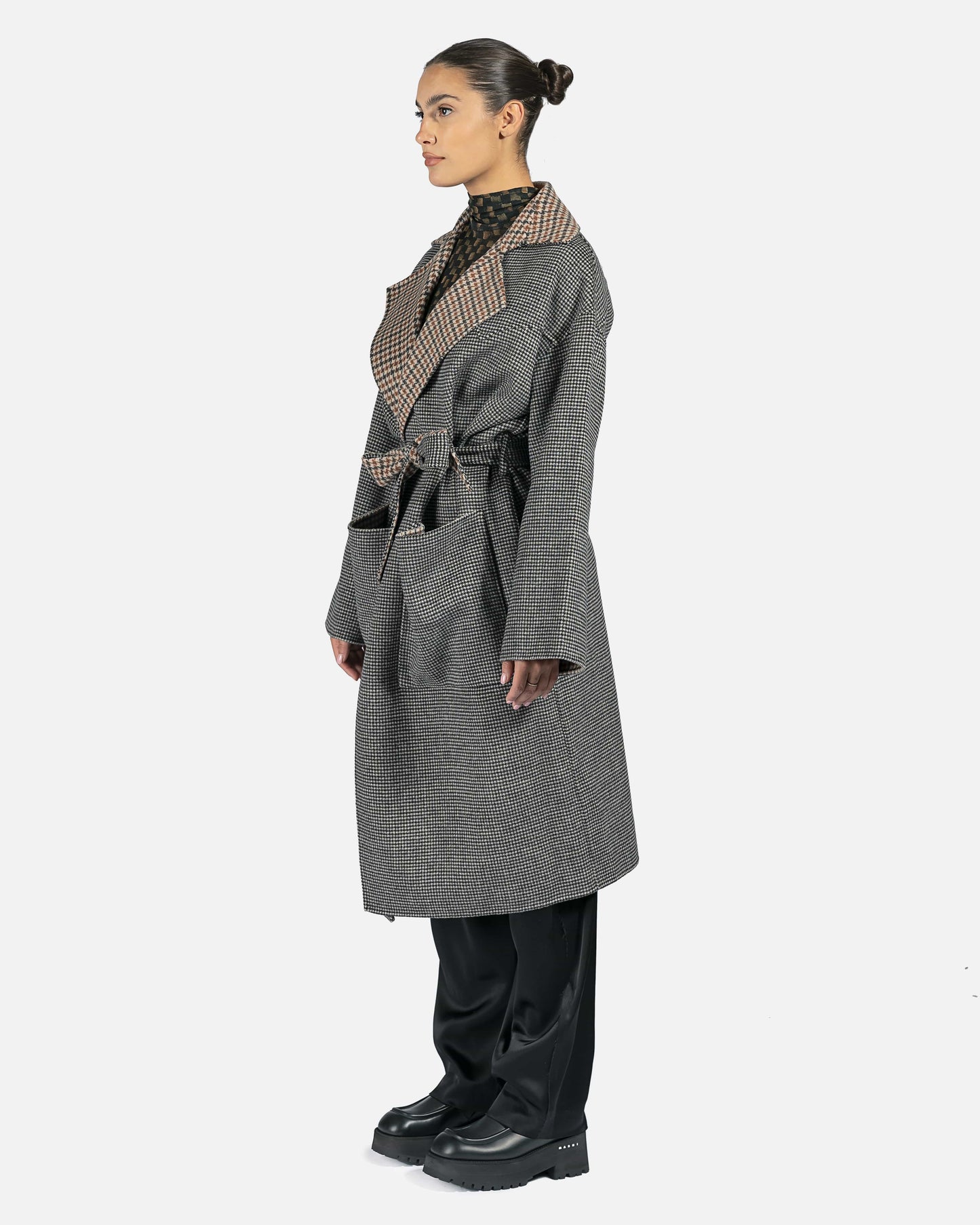 Nanushka Women Jackets Alamo Reversible Oversized Coat in Grey Check