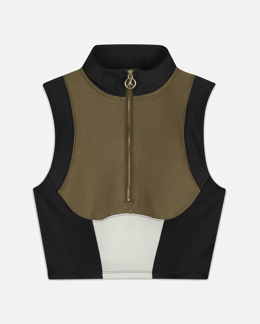 JORDAN Women Tops Aleali May 'Fortune' Body Con Crop Top in Olive/Black