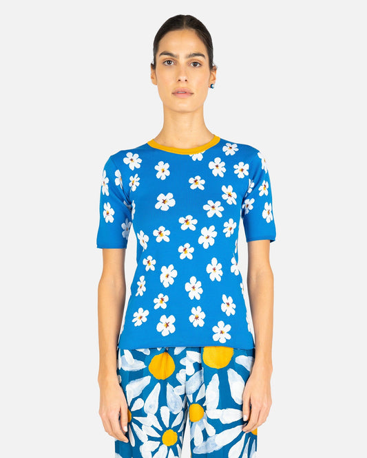 Marni Women Tops All Over Daisy Jacquard Top in Cobalt