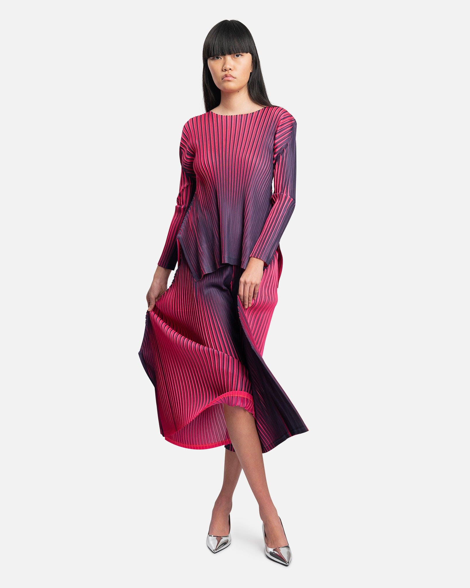 Pleats Please Issey Miyake Women Tops Alt Blinks Shirt in Neon Pink