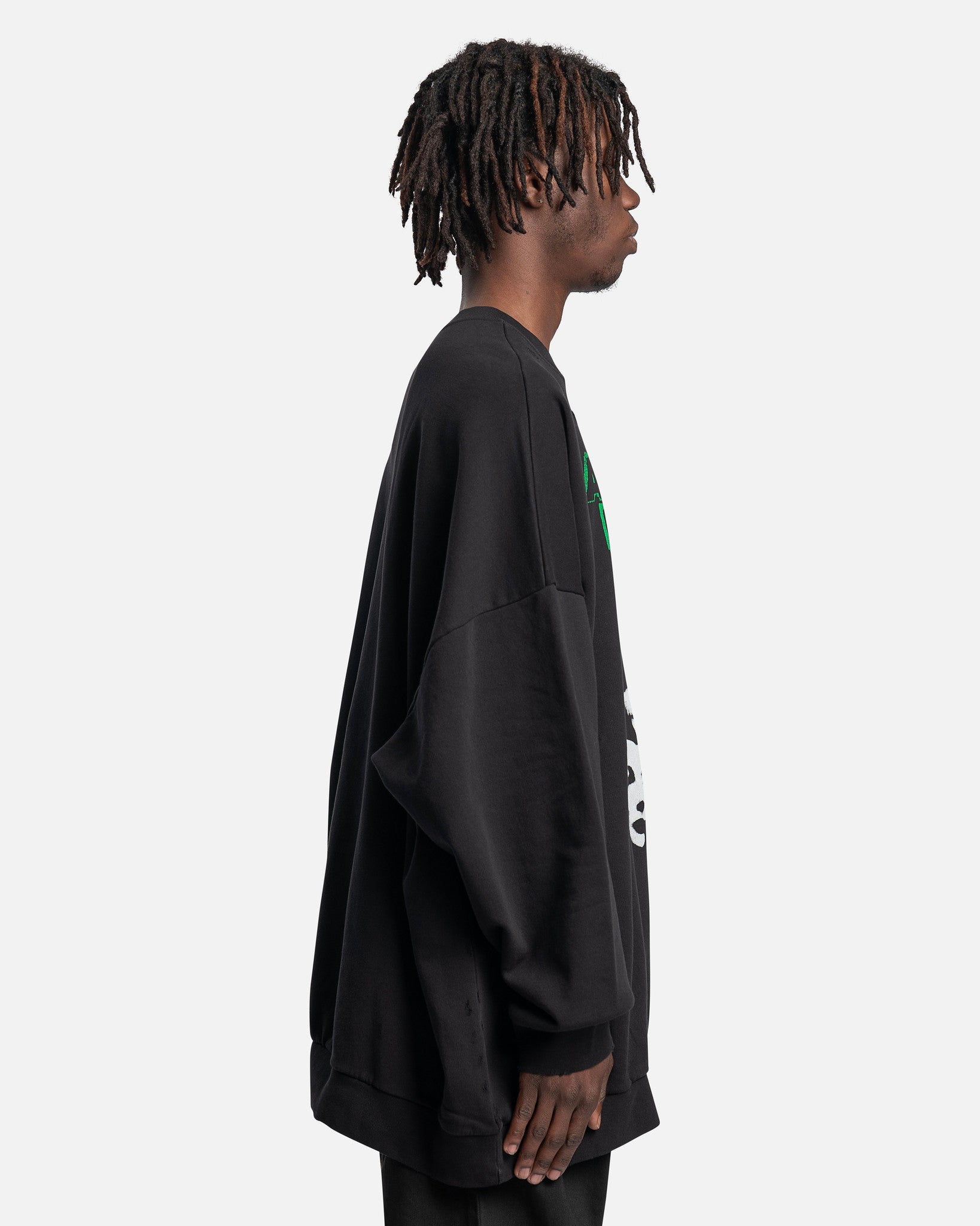 Raf Simons Mens Sweater Altered Reality Destroyed Crewnek Sweater in Black