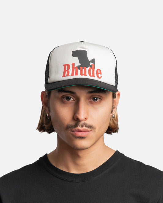 Rhude Men's Hats Americana Trucker Hat in Black/Off-White