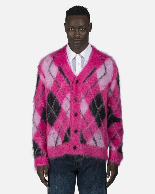 Marni mens sweater Argyle Knit Cardigan in Pink