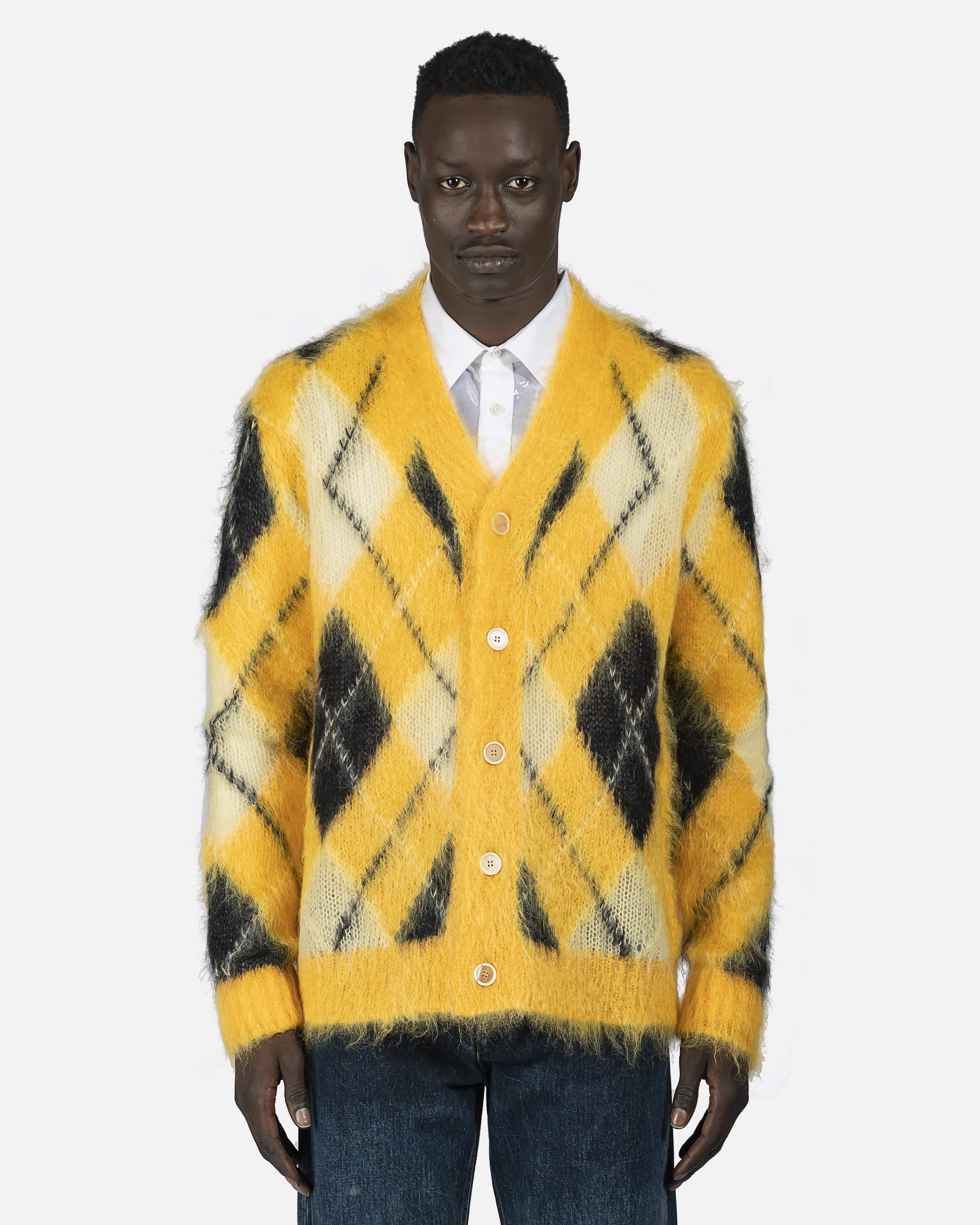 Argyle Knit Cardigan in Yellow – SVRN