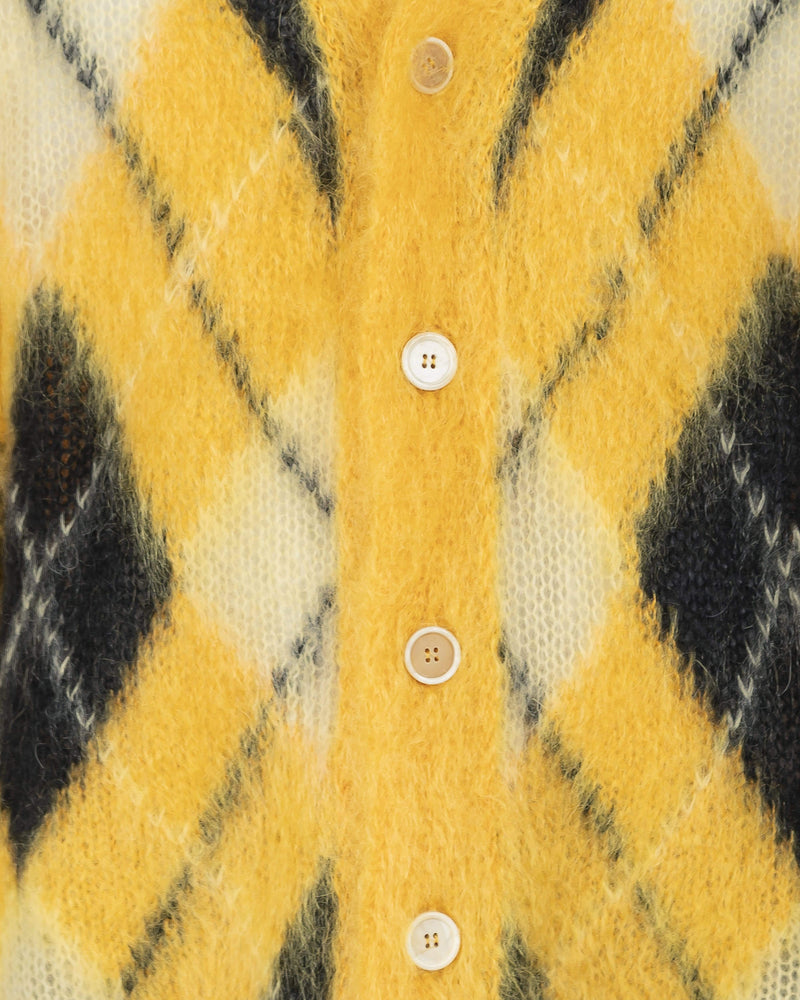 Marni mens sweater Argyle Knit Cardigan in Yellow