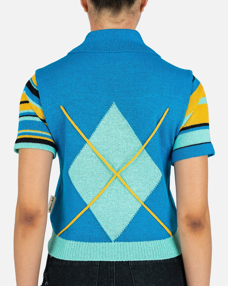 Andersson Bell Women Tops Argyle Stripe Polo Knit Top in Blue
