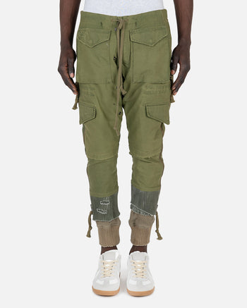 Greg Lauren Men's Pants Army Jacket Zip Lounge in Sage