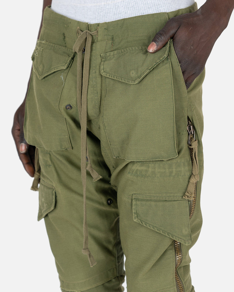 Greg Lauren Men's Pants Army Jacket Zip Lounge in Sage