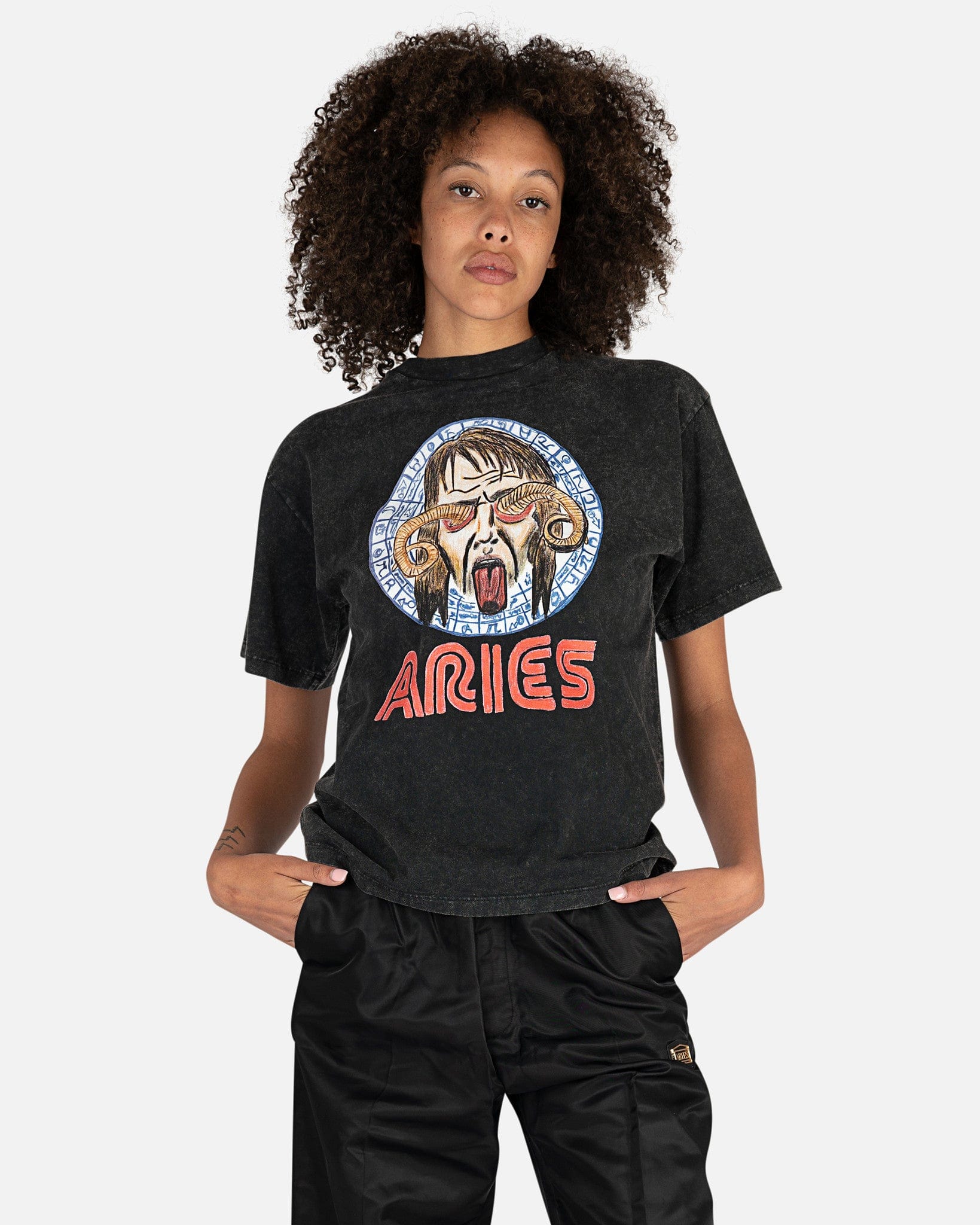 Aries Women T-Shirts Astrology for Aliens T-Shirt in Acid Wash