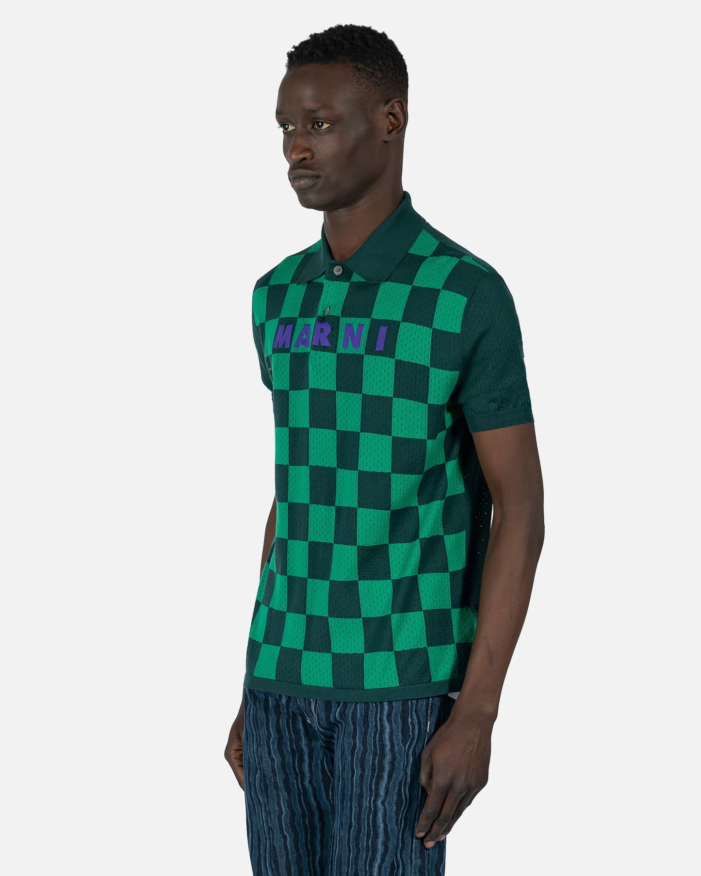 Athletic Knit Checkerboard Polo in Musk – SVRN