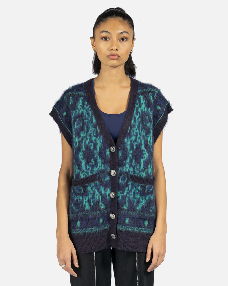 Melody Ehsani Women Tops Baba's Fuzzy Sweater Vest in Navy
