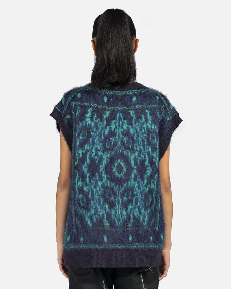 Melody Ehsani Women Tops Baba's Fuzzy Sweater Vest in Navy