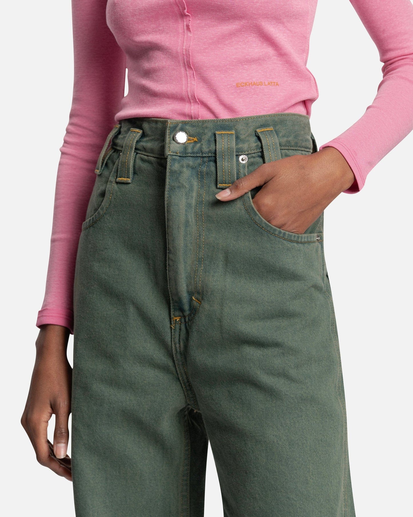 Eckhaus Latta Women Pants Baggy Jean in Kelp
