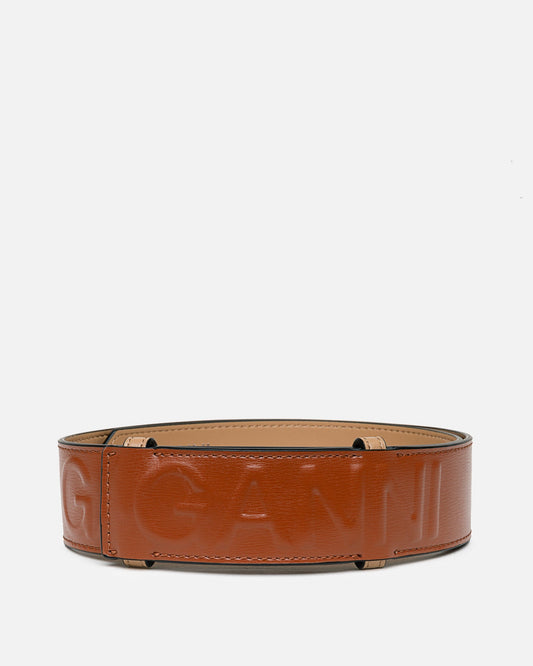Ganni Leather Goods Banner Belt in Cognac