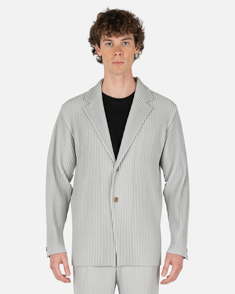 Homme Plissé Issey Miyake Men's Jackets Basics Pleated Blazer in Grey