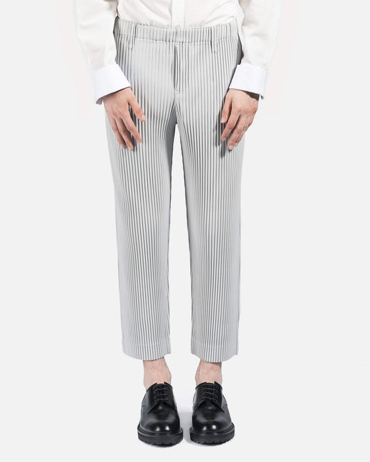 Homme Plissé Issey Miyake Men's Pants Basics Pleated Trousers in Grey