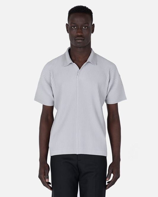 Homme Plissé Issey Miyake Men's Tops Basics Polo in Light Gray
