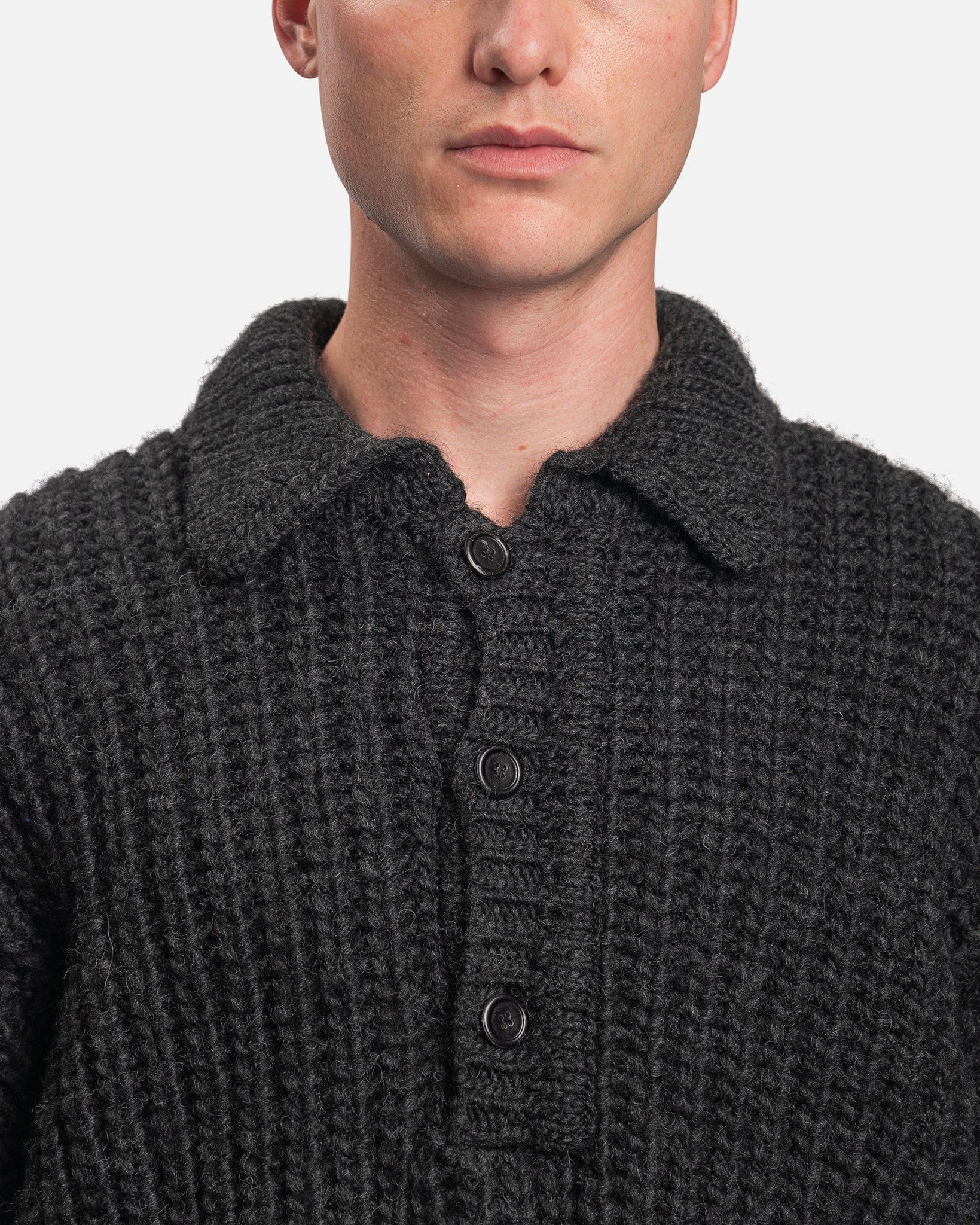 Our Legacy Men's Sweater Big Piquet in Wolf Grey Chunky Wool
