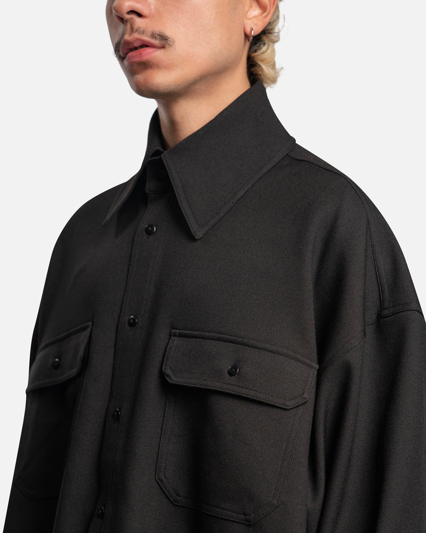 Willy Chavarria Men's Shirts Big Willy Long Sleeve Shirt in Black