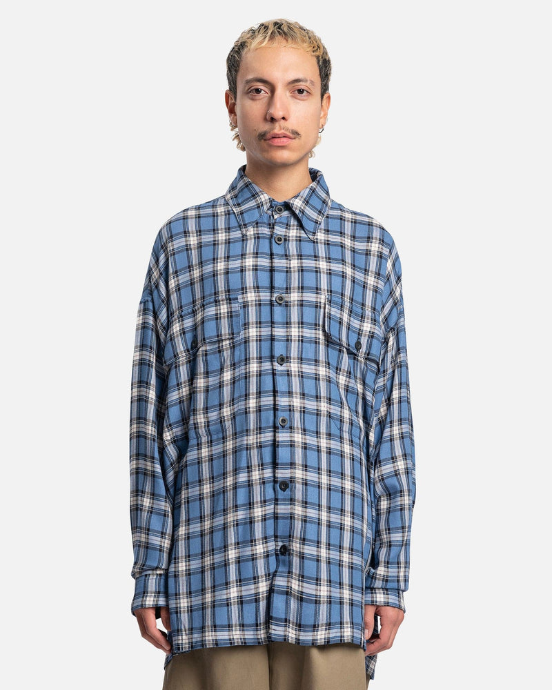 Willy Chavarria Men's Shirts Big Willy LS Shirt in Blue Plaid
