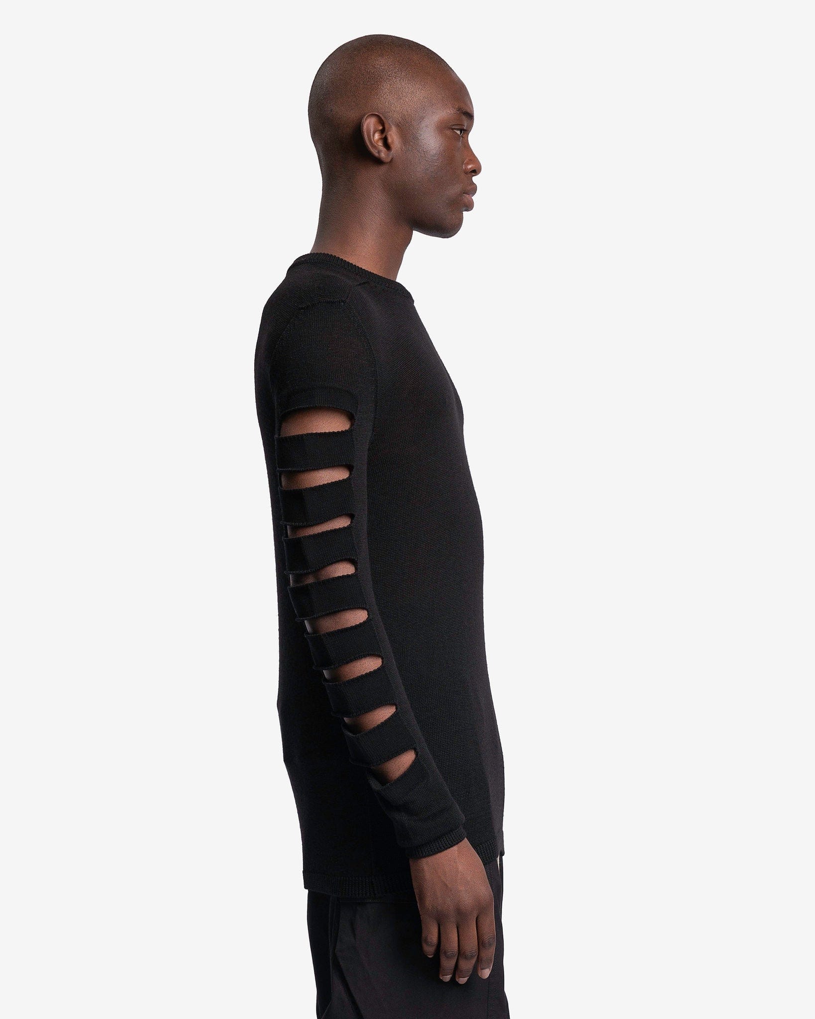 Rick Owens Men's Sweater Biker Level Round Neck in Black