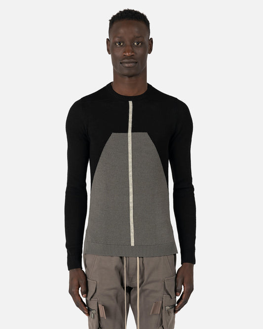 Rick Owens mens sweater Biker Level Round Neck Sweater in Black/Dust