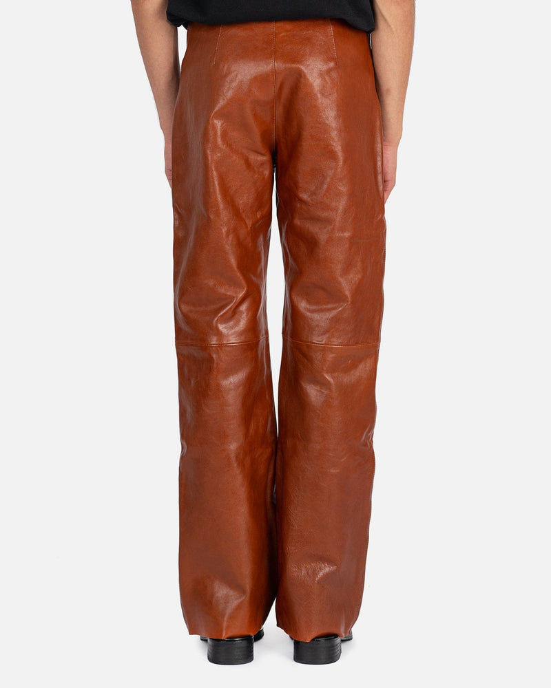 Our Legacy Men's Pants Biker Trousers in Cognac Brown Leather