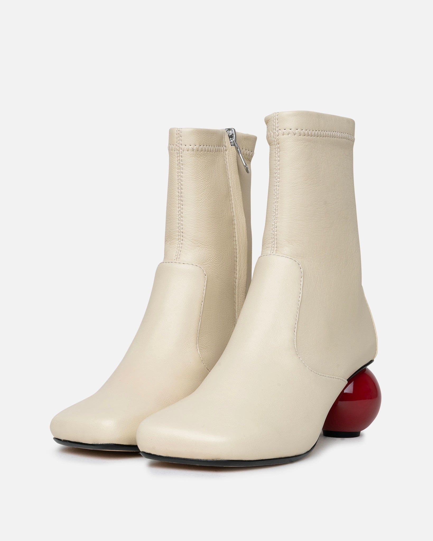 Maison Mihara Yasuhiro Women Boots Billiard Heel Boots in Biege