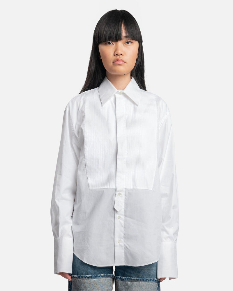 lily white tops Bio-Cotton Tuxedo Shirt in Lily White