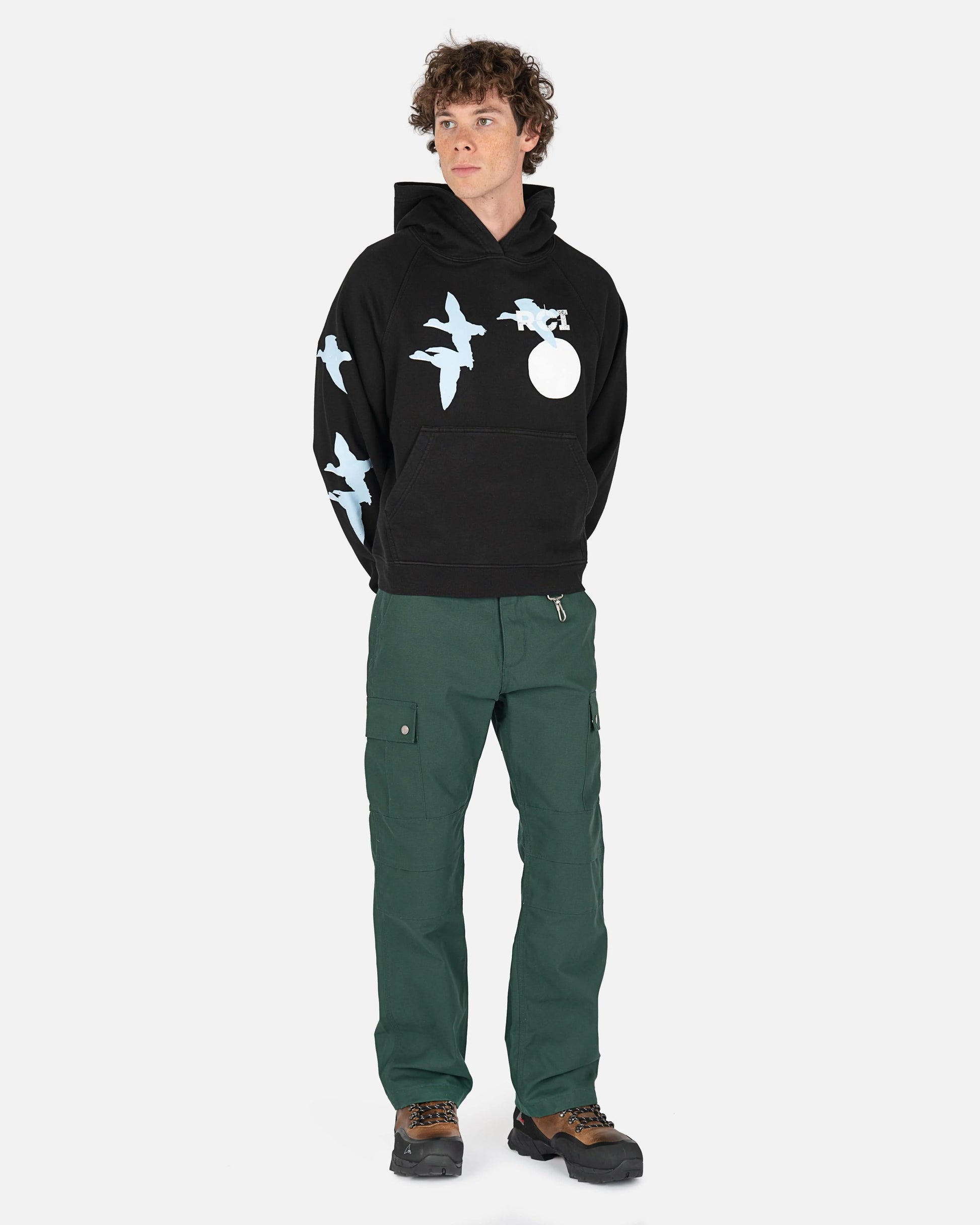 Reese Cooper Men's Sweatshirts Birds Hooded Sweatshirt in Black