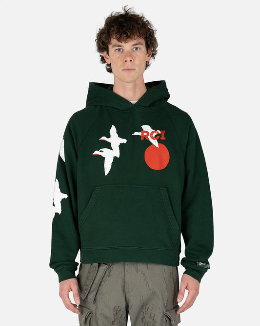 Reese Cooper Men's Sweatshirts Birds Hooded Sweatshirt in Forest Green
