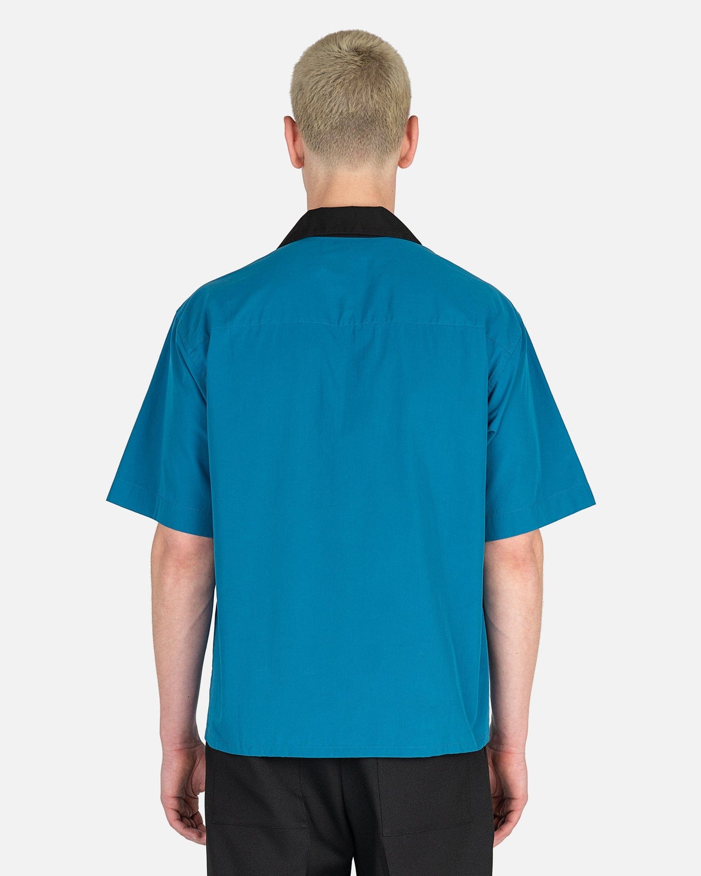 Marni Men's Shirts Black Daisy Print Poplin Shirt in Blue