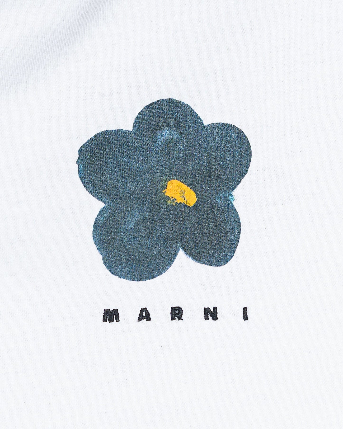 Marni Men's T-Shirts Black Daisy Print T-Shirt in Lilly White