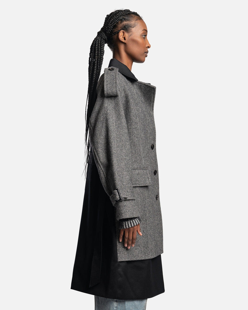 Feng Chen Wang Women Jackets Black&Grey Long Line Coat in Grey