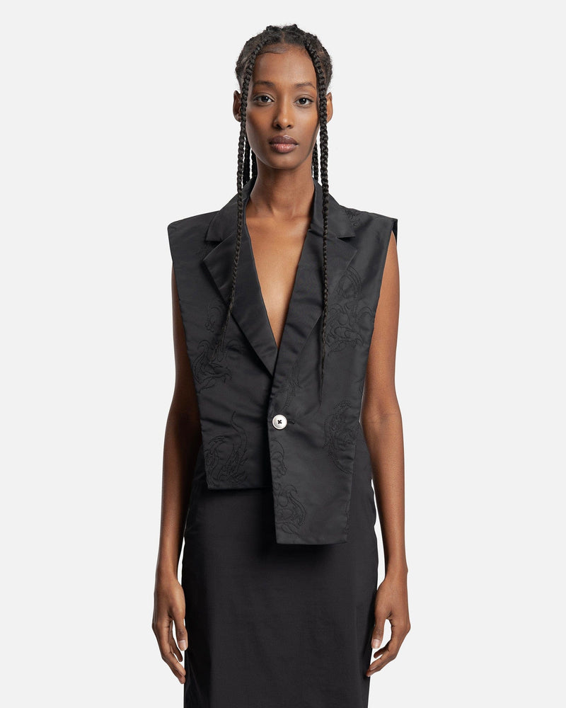 Feng Chen Wang Women Tops Blazer Collar Vest in Black