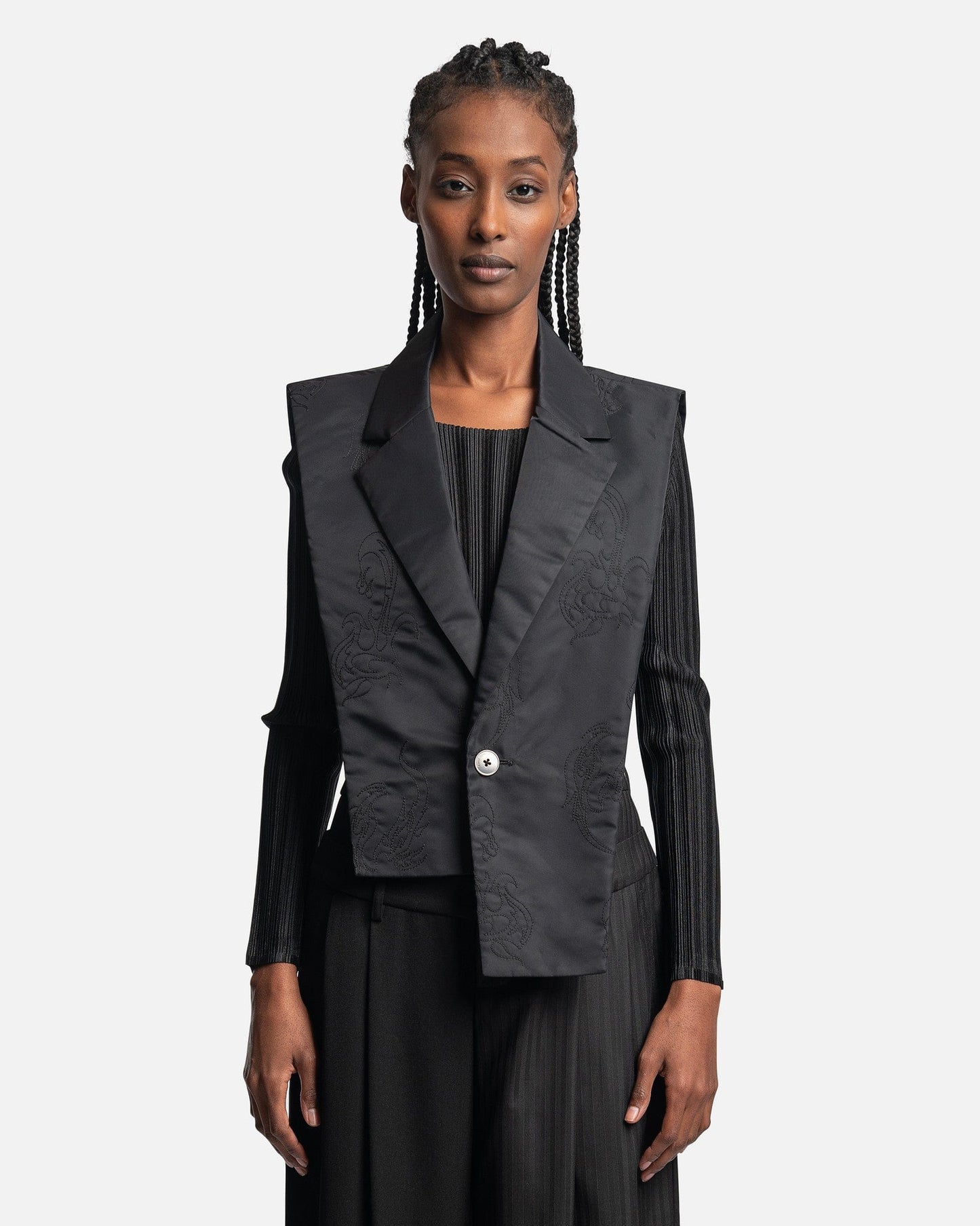 Feng Chen Wang Women Tops Blazer Collar Vest in Black