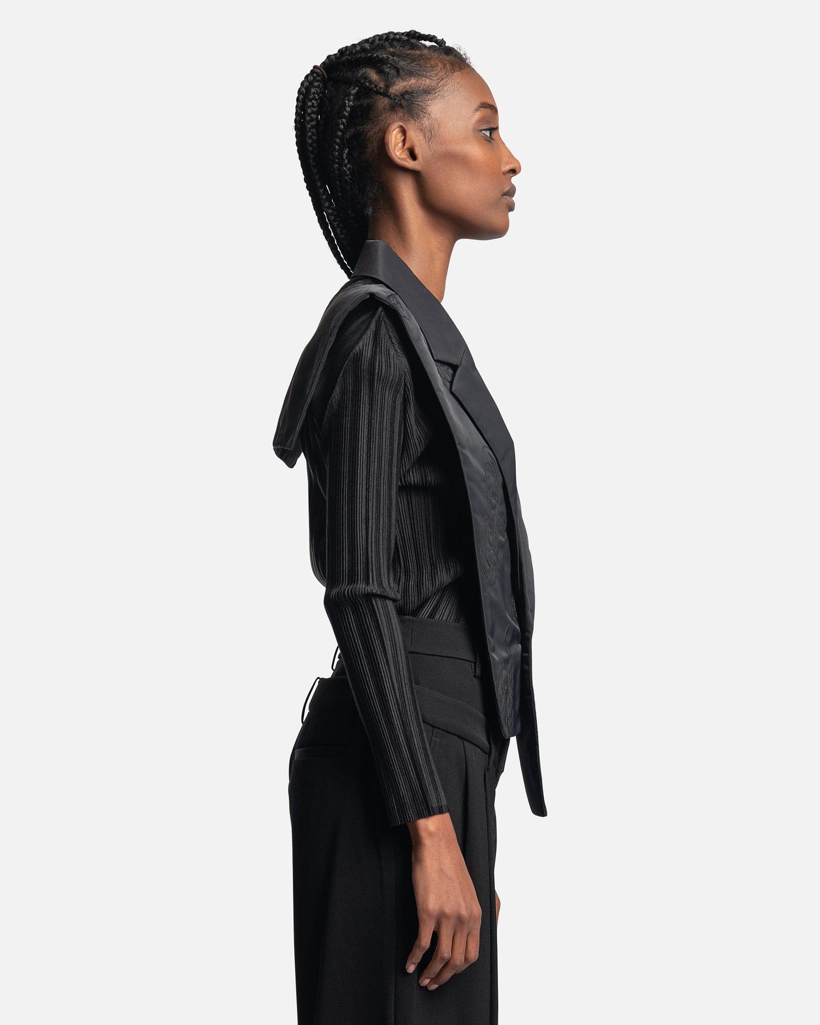 Feng Chen Wang Women Tops Blazer Collar Vest in Black