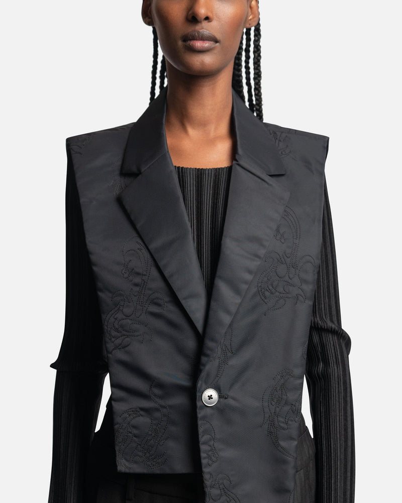 Feng Chen Wang Women Tops Blazer Collar Vest in Black