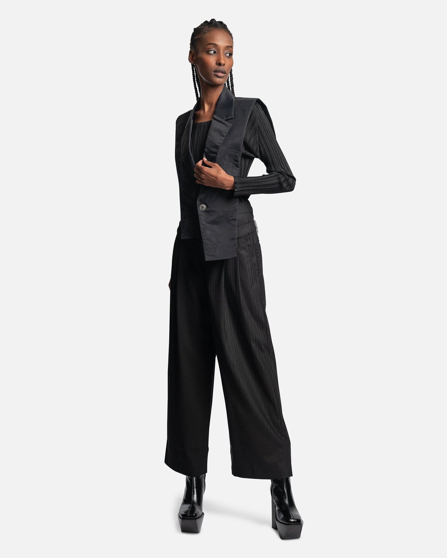 Feng Chen Wang Women Tops Blazer Collar Vest in Black