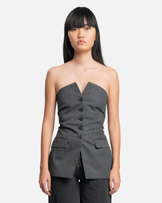 Our Legacy Women Tops Blazer Top in Ash Grey Pinstripe