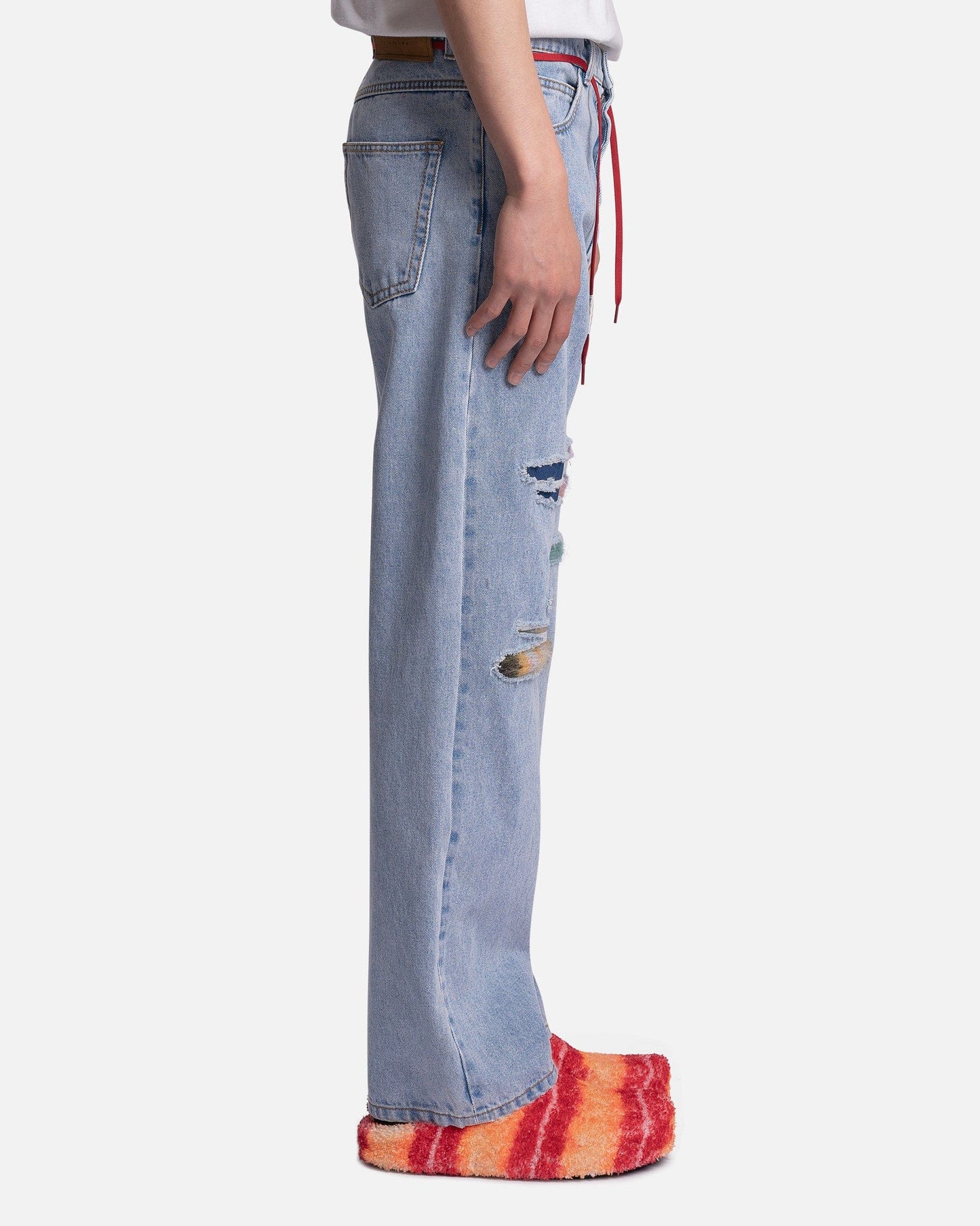 Marni Men's Pants Bleached Coated Denim in Illusion Blue