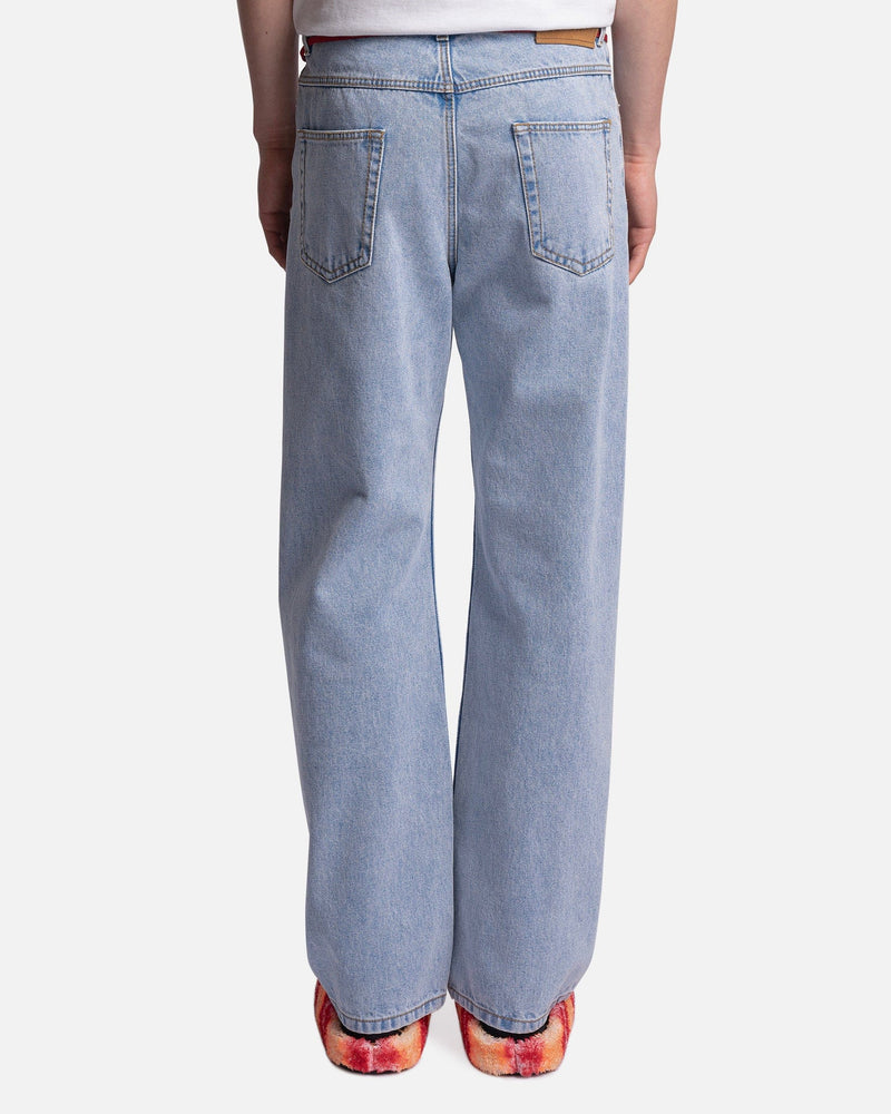 Marni Men's Pants Bleached Coated Denim in Illusion Blue