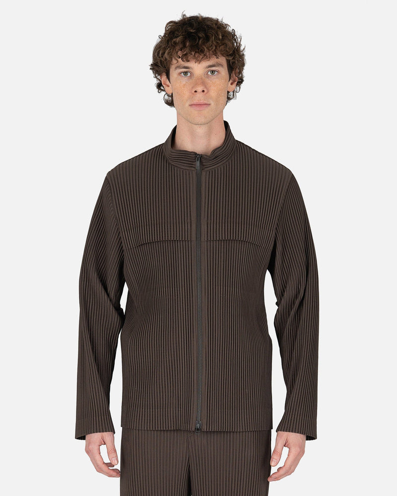 Homme Plissé Issey Miyake Men's Jackets Body Arch Jacket in Brown