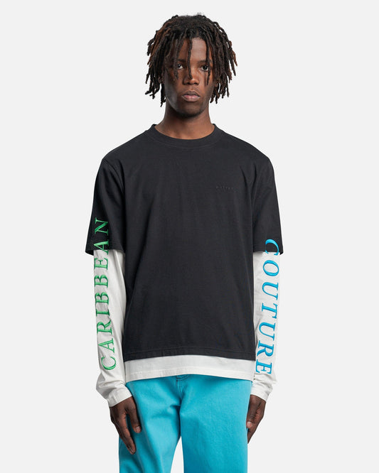 Botter Men's T-Shirts Botter Caribbean Couture Double Layer T-Shirt in Black/Off-White