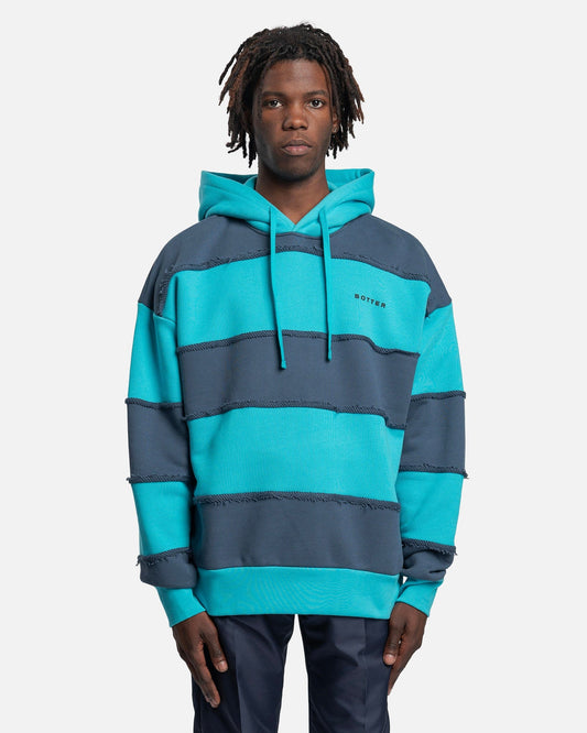 Botter Men's Sweatshirts Botter Raw Edge Stripe Hoodie in Stripe Botter Blue Navy