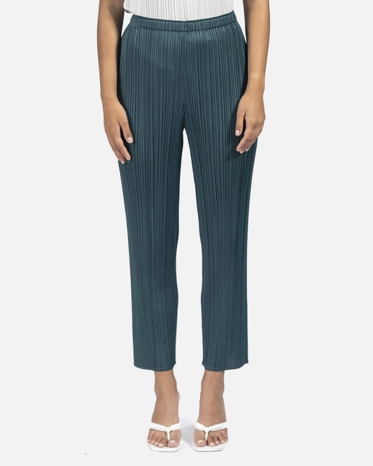 Pleats Please Issey Miyake Women Pants Bouquet Colors Trousers in Emerald