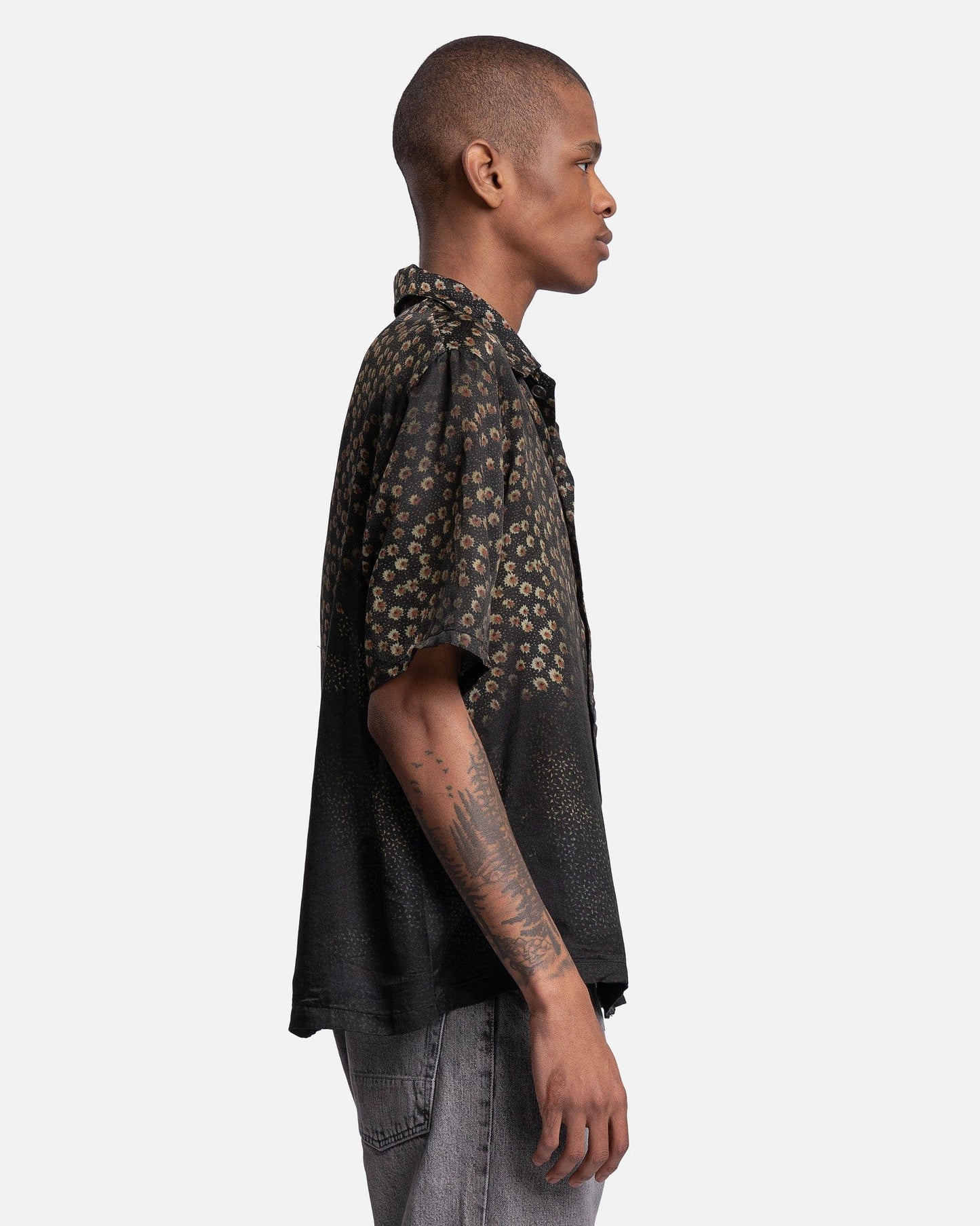 Our Legacy Men's Shirts Box Shirt Short Sleeve in Dark Flower Print