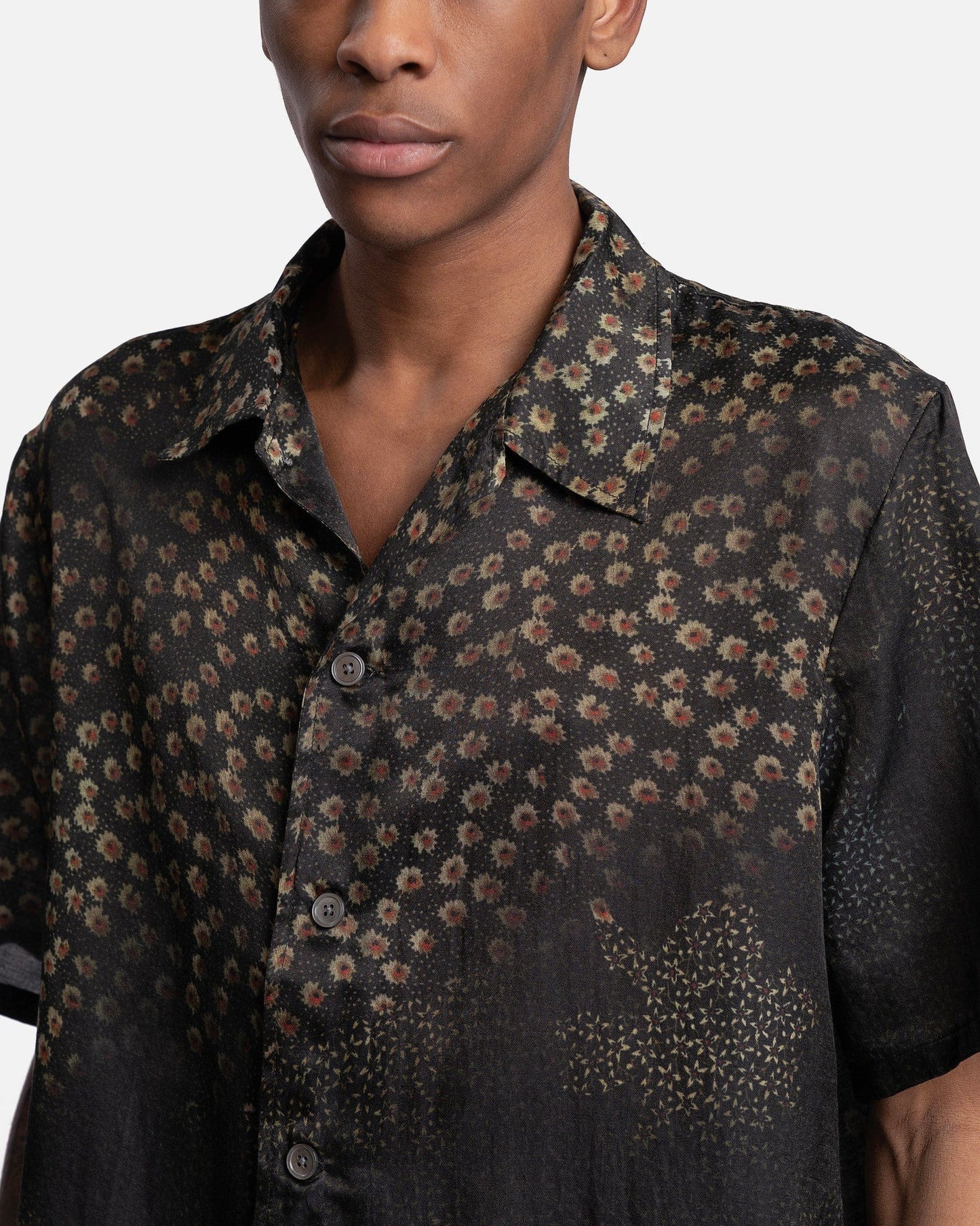 Our Legacy Men's Shirts Box Shirt Short Sleeve in Dark Flower Print