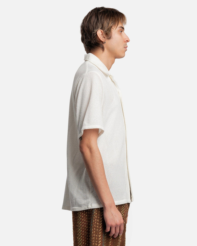 Our Legacy Men's Shirts Box Shirt Short Sleeve in White Boucle